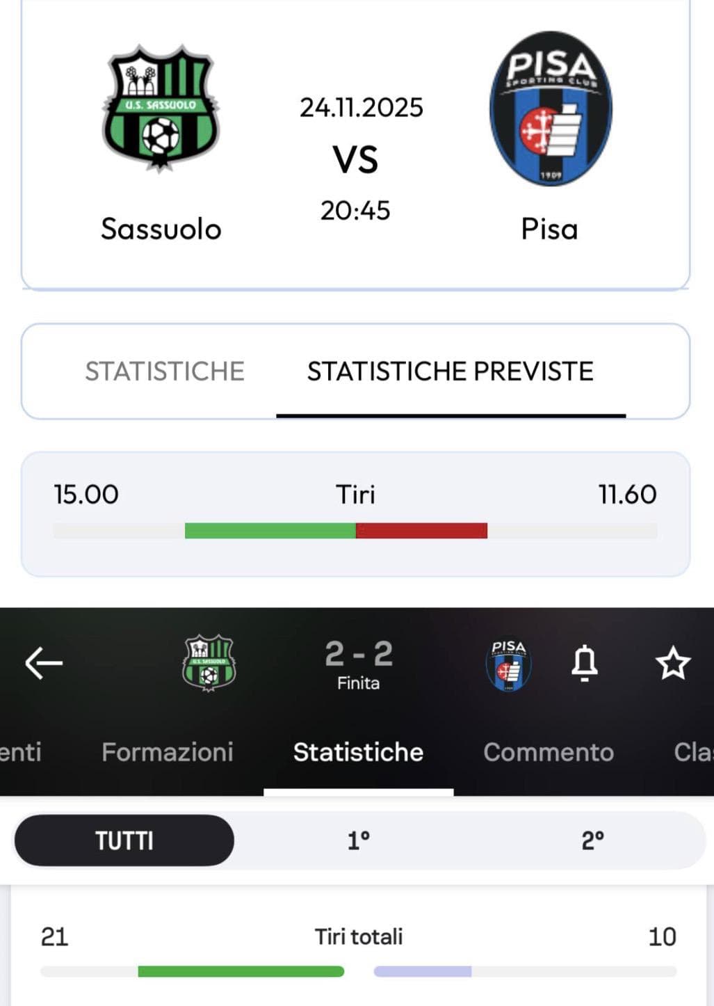 Statistiche previste software